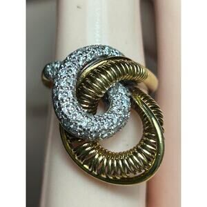 Vintage 14k yellow gold white gold two tone diamond cocktail ring fine jewelry
